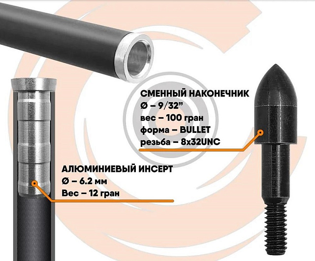 Стрела лучная карбоновая Anarchy 500 натуральное оперение