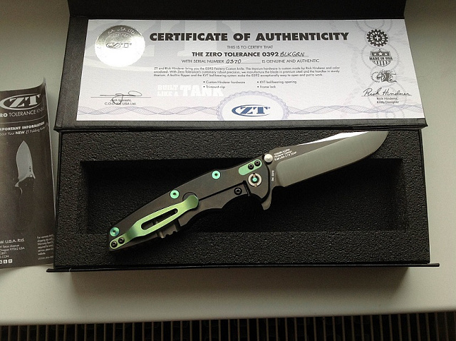 Нож ZERO TOLERANCE ZT 0392BLKGRN Limited Edit