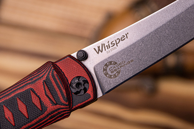 Складной нож Whisper D2 StoneWash Red, на подшипнике.